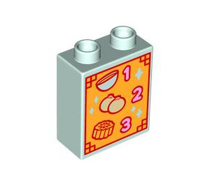 LEGO Duplo Steen 1 x 2 x 2 met 1 2 3 met buis aan de onderzijde (15847 / 101542)