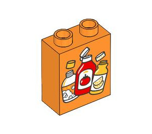 LEGO Duplo Backstein 1 x 2 x 2 mit Bottles, Tomato Sauce mit Unterrohr (15847 / 104505)