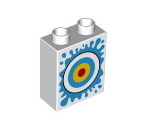 LEGO Duplo Brique 1 x 2 x 2 avec Bullseye et Splash avec tube inférieur (1356 / 15847)