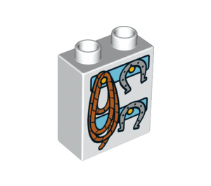 LEGO Duplo Brique 1 x 2 x 2 avec Cheval shoes et rope avec tube inférieur (15847 / 36972)
