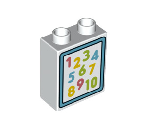 LEGO Duplo Brique 1 x 2 x 2 avec numbers 1 - 10 avec tube inférieur (15847 / 65909)