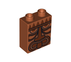 LEGO Duplo Brick 1 x 2 x 2 with Tribal Mask without Bottom Tube (4066 / 13799)