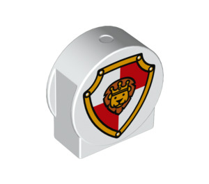 LEGO Duplo Brick 1 x 3 x 2 with Round Top with Lion Shield with Cutout Sides (14222 / 17578)