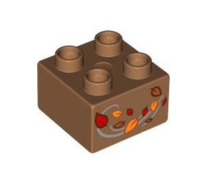 LEGO Duplo Brique 2 x 2 avec Autmun Feuilles (3437 / 107837)