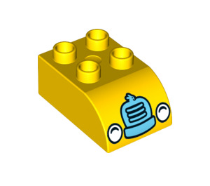 LEGO Duplo Backstein 2 x 3 mit Gebogenes Oberteil mit Headlights und Blau Gitter (2302 / 29060)