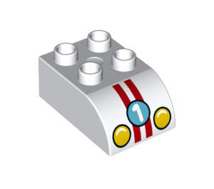 LEGO Duplo Backstein 2 x 3 mit Gebogenes Oberteil mit No 1 Auto bonnet (2302 / 37344)