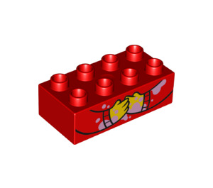 LEGO Duplo Backstein 2 x 4 mit 2 Hände und Arme mit Pink Eis Stains (3011 / 37371)