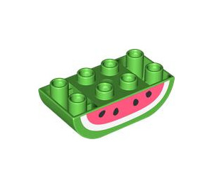 LEGO Duplo Backstein 2 x 4 mit Gebogen Unterseite mit Watermelon (98224 / 101568)