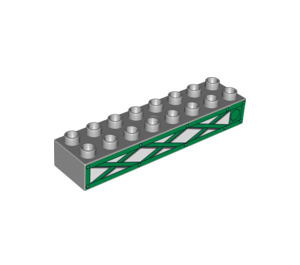LEGO Duplo Brick 2 x 8 with Green fence decoration (4199 / 54699)