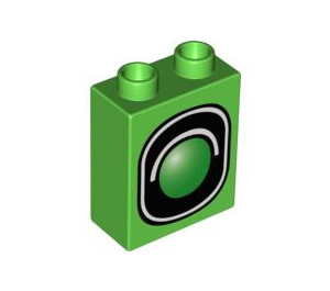 Duplo Bright Green Brick 1 x 2 x 2 with Traffic Light without Bottom Tube (53176 / 53177)