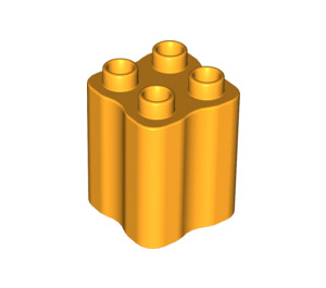 LEGO Duplo Orange clair brillant Brique 2 x 2 x 2 avec Ondulé Sides (31061)