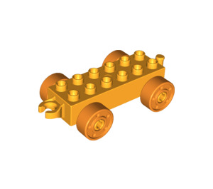LEGO Duplo Helles Licht Orange Chassis 2 x 6 mit Orange Räder (2312 / 14639)