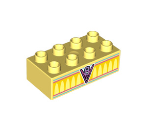 LEGO Duplo Bright Light Yellow Brick 2 x 4 with V8 and Light Orange Arches (3011 / 33353)