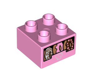 LEGO Duplo Leuchtend rosa Backstein 2 x 2 mit Donuts Box (3437 / 43591)