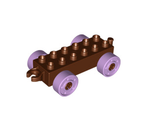LEGO Duplo Car Chassis 2 x 6 with Lavendar Wheels (2312 / 14639)