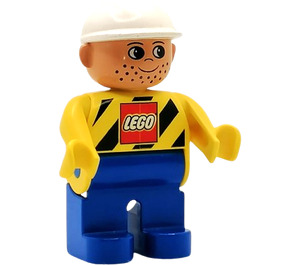 LEGO Duplo Construction Worker with Black Striped Yellow Vest and LEGO Logo Duplo Figure