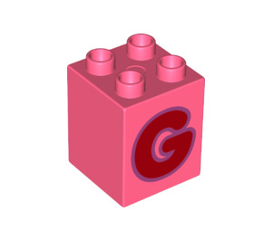 LEGO Duplo Koralle Backstein 2 x 2 x 2 mit Letter "G" Dekoration (31110 / 65917)