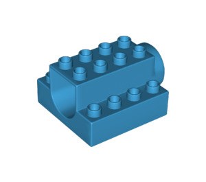 LEGO Duplo Dark Azure Backstein 4 x 4 x 2 mit Horizontal Rotation Stift (29141)