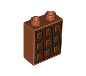 LEGO Duplo Dark Orange Brick 1 x 2 x 2 with chocolate with Bottom Tube (15847 / 38497)