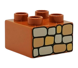 LEGO Duplo Orange sombre Brique 2 x 2 avec Stones (3437)