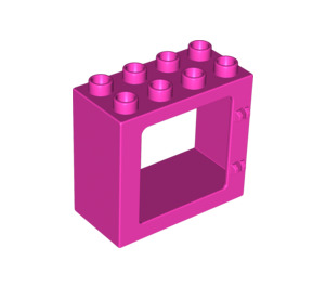 LEGO Duplo Donkerroze Deur Kader 2 x 4 x 3 met vlakke rand (61649)