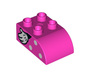 LEGO Duplo Rose foncé Duplo Brique 2 x 3 avec Haut incurvé avec spots et glove La gauche (2302 / 43808)