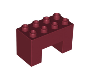 LEGO Duplo Donkerrood Steen 2 x 4 x 2 met 2 x 2 Uitsparing Aan Onderzijde (6394)