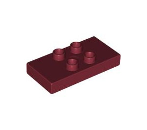 LEGO Duplo Dark Red Tile 2 x 4 x 0.33 with 4 Center Studs (Thick) (6413)