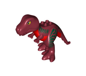 LEGO Duplo Dark Red Tyrannosaurus Rex with Yellow Eyes and Dark Green Stripes (60764)