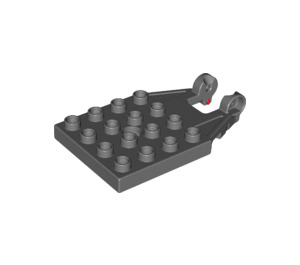 LEGO Duplo Gris pierre foncé assiette 4 x 4 avec B Connecteur avec marque rouge (65085)
