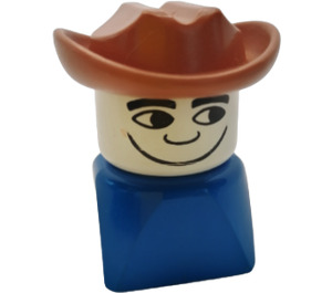 LEGO Duplo Early, Male on Blue Base, Fabuland Brown Western Hat Duplo Figure