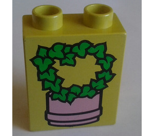 LEGO Duplo Light Lime Brick 1 x 2 x 2 with Plant without Bottom Tube (4066 / 42657)