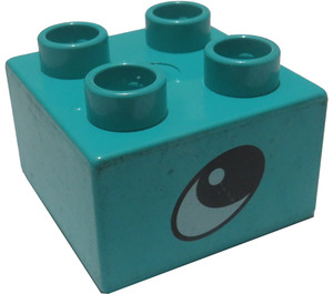 LEGO Duplo Helles Türkis Backstein 2 x 2 mit Eye (3437 / 45166)