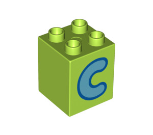 LEGO Duplo Lime Brick 2 x 2 x 2 with 'C' (20794 / 31110)
