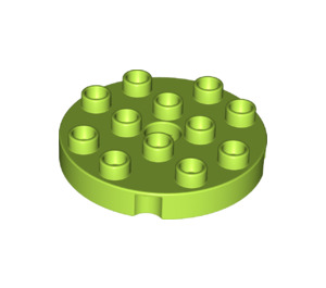 LEGO Duplo Lime Round Plate 4 x 4 with Hole and Locking Ridges (98222)
