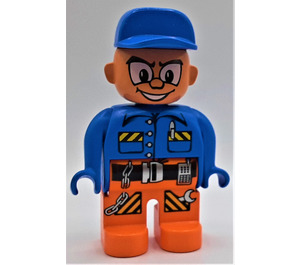 LEGO Duplo Mannelijk Action Wheeler met Blauw Top en Pen Duplo-figuur