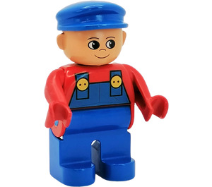 LEGO Duplo Male Figure with Blue Overalls and Cap