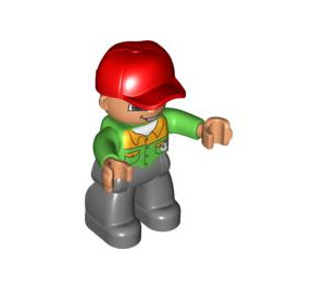 LEGO Duplo Man med Klargrön Skjorta med Knappar Duplo figur med leende med öppen mun