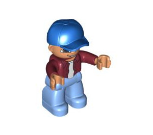 LEGO Duplo Muž s Tmavě červená Horní a Baseball Víčko Figurka Duplo