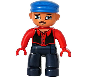 LEGO Duplo Male with Moustache and Red and Black Shirt with Buttons Duplo Figure