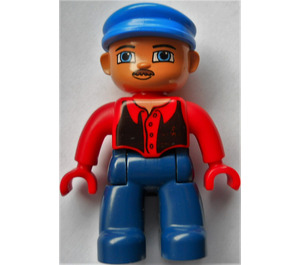 LEGO Duplo Male avec Moustache et rouge et Noir Shirt avec Buttons Duplo Figure