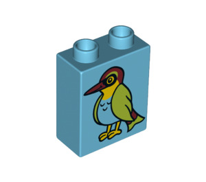 LEGO Duplo Azure moyen Brique 1 x 2 x 2 avec Oiseau avec tube inférieur (15847 / 24985)
