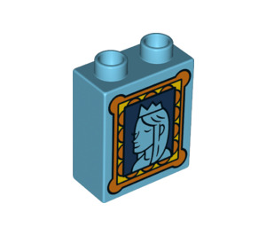 LEGO Duplo Mittleres Azure Backstein 1 x 2 x 2 mit Blau queen picture Rahmen mit Unterrohr (15847 / 43502)