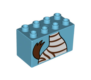 LEGO Duplo Azure moyen Brique 2 x 4 x 2 avec Zebra Corps (31111 / 43516)