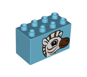 LEGO Duplo Azure moyen Brique 2 x 4 x 2 avec Zebra Diriger (31111 / 43513)