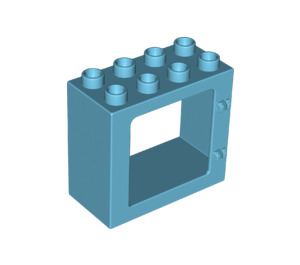 LEGO Duplo Medium azuurblauw Deur Kader 2 x 4 x 3 met vlakke rand (61649)