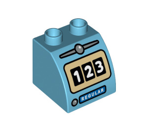 LEGO Duplo Mittleres Azure Steigung 45° 2 x 2 x 1.5 mit Gebogen Seite mit Gas Pump Meter (33346 / 68479)