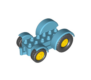 Duplo Medium Azure Tractor with Yellow Wheels (15320 / 24912)