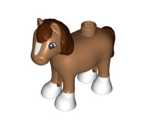 LEGO Duplo Chair moyenne foncée Foal avec Brown Cheveux (73387)