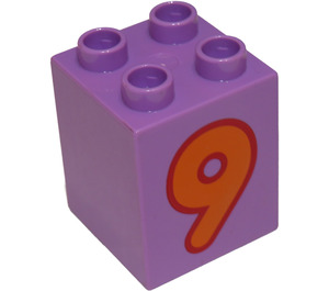 LEGO Duplo Medium Lavender Brick 2 x 2 x 2 with '9' (13172 / 28937)